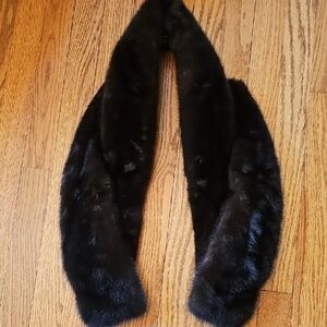 Black Mink Fur Stole Scarf - Women's Accessory